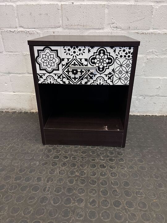 Arabian Patterned Dark Brown Single Drawer Desk (Width: 40cm)(Height: 47.5cm)