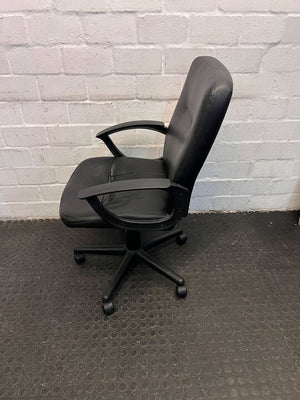 Black Pleather Office Chair with Arm Rests (Minor Wear)