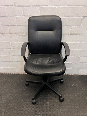 Black Pleather Office Chair with Arm Rests (Minor Wear)