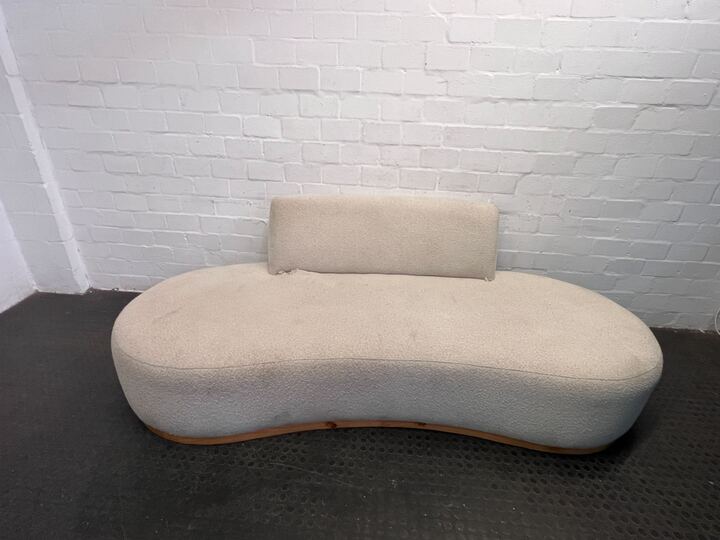 Serpentine 1950s Vintage Styled Cream Three Seater Couch (Minor Tear)