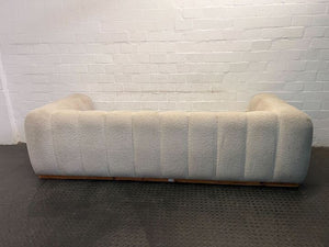 Puffed White Four Seater Couch with Wooden Frame