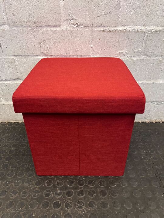 Red Fabric Folding Storage Ottoman