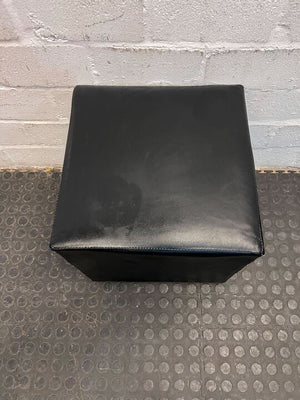 Pleather Black Square Seating Ottoman