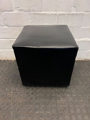 Pleather Black Square Seating Ottoman