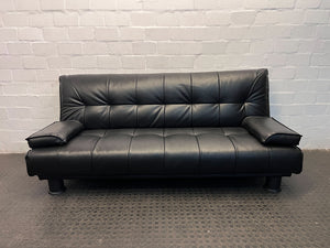 Black Leather Steel Framed Sleeper Couch