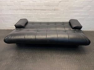 Black Leather Steel Framed Sleeper Couch