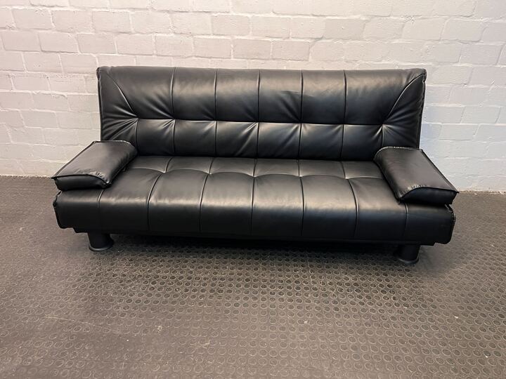 Black Leather Steel Framed Sleeper Couch