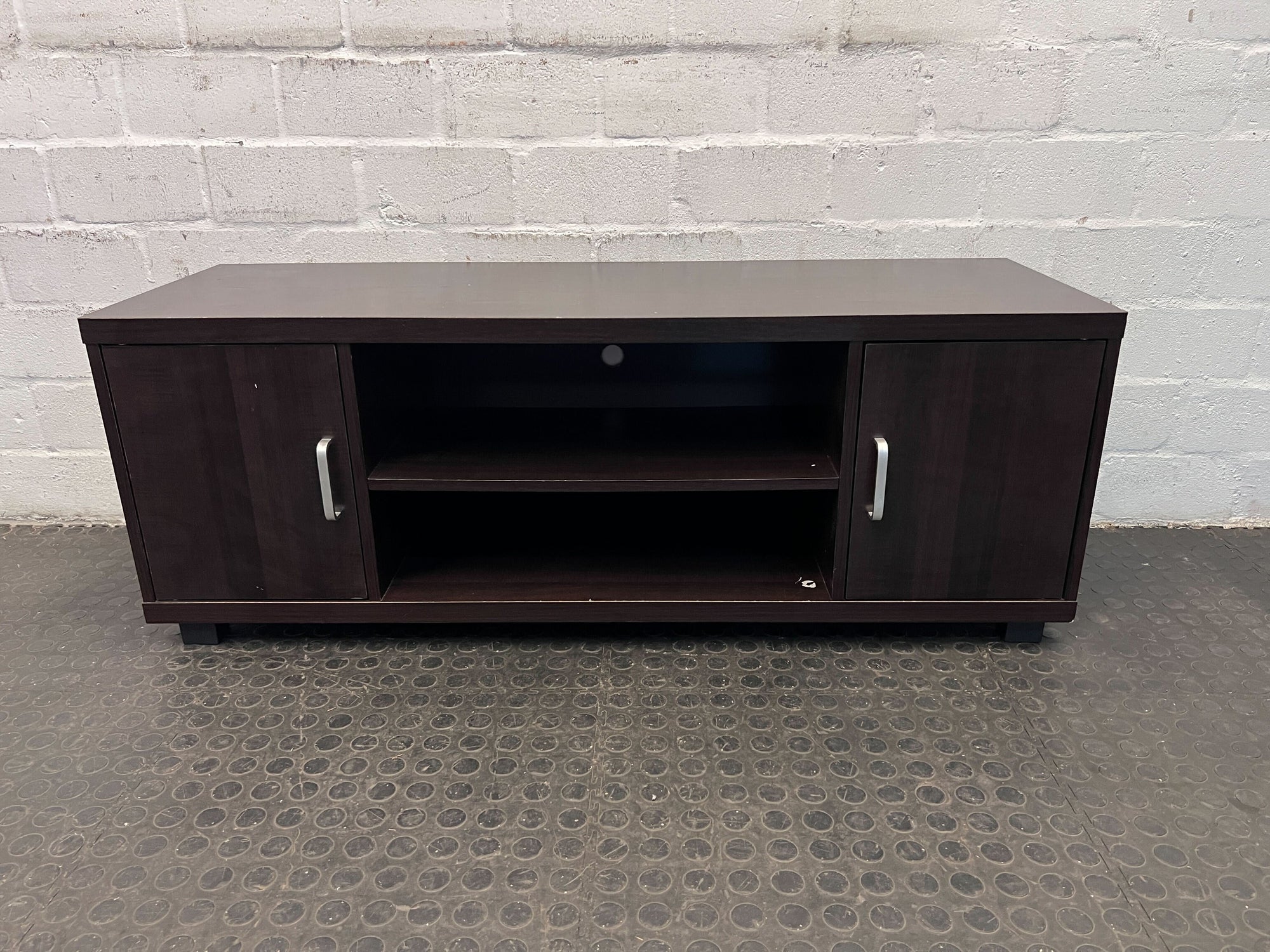 Dark Brown Beta Two Door Wooden TV Stand (Scratched) (Width: 120cm)(Height: 44.5cm)