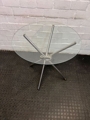 Modern Classy Round Glass Table with Steel Legs (Width: 80cm)(Height: 74cm)