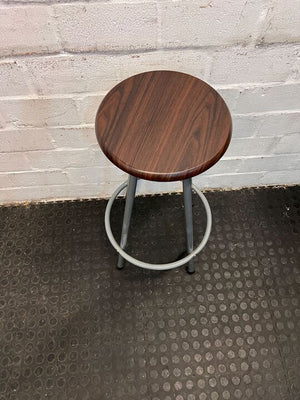 Cocktail Round Wooden Top Steel Framed Bar Stool