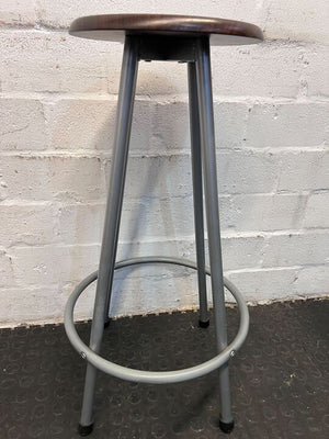 Cocktail Round Wooden Top Steel Framed Bar Stool