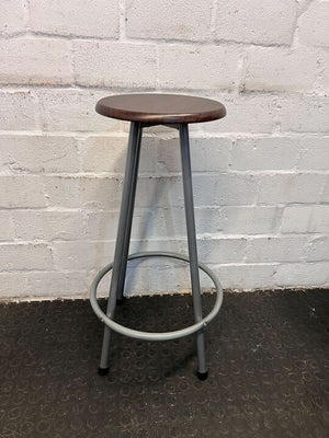 Cocktail Round Wooden Top Steel Framed Bar Stool