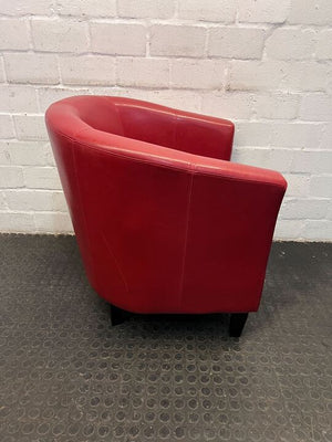 Red Pleather Modern Tub Chair