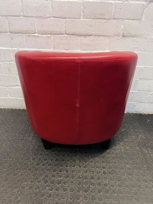 Red Pleather Modern Tub Chair