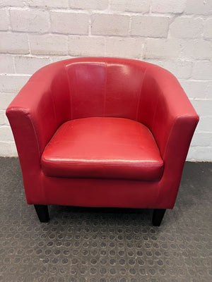 Red Pleather Modern Tub Chair