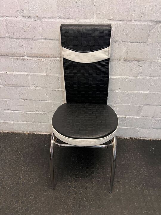 Euro Styled Black Leather Steel Framed Dining Chair