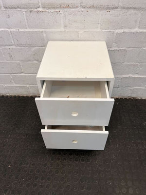 Small Kids White Wooden Two Drawer Side Table (Width: 40cm)(Height: 56cm)