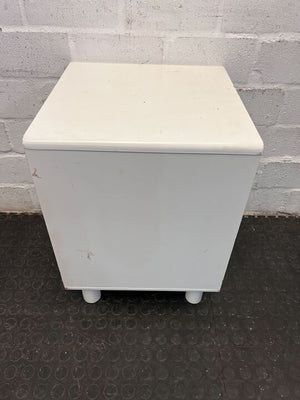 Small Kids White Wooden Two Drawer Side Table (Width: 40cm)(Height: 56cm)