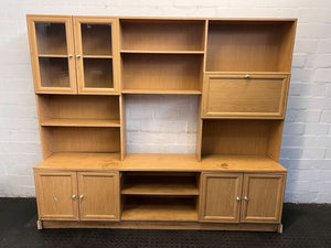 Teak 1970s Styled Wooden Display Cabinet (Minor Marks) (Width: 206cm)(Height: 175cm)