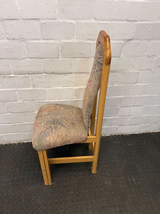 MidCentury Styled Wooden Dining Chair with Patterned Fabric Seating - PRICE DROP - 2ndhandwarehouse.com