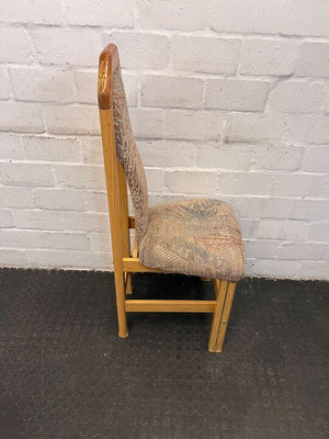 MidCentury Styled Wooden Dining Chair with Patterned Fabric Seating - PRICE DROP - 2ndhandwarehouse.com