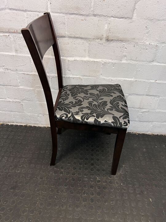 Dark Wooden Classy Dining Chair with Floral Patterned Seat - PRICE DROP - 2ndhandwarehouse.com