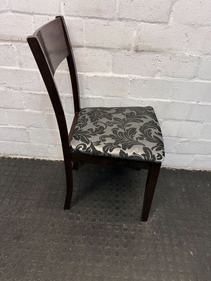 Dark Wooden Classy Dining Chair with Floral Patterned Seat