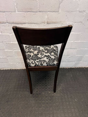 Dark Wooden Classy Dining Chair with Floral Patterned Seat