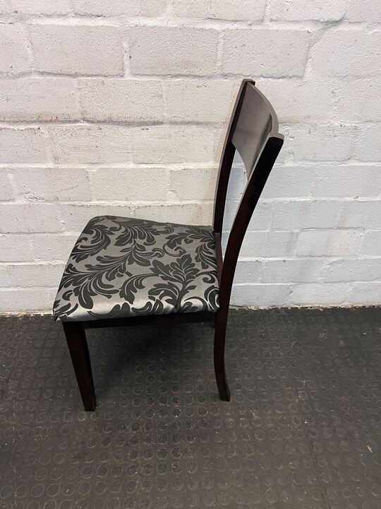 Dark Wooden Classy Dining Chair with Floral Patterned Seat - PRICE DROP - 2ndhandwarehouse.com