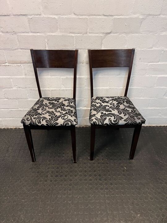 Dark Wooden Classy Dining Chair with Floral Patterned Seat - PRICE DROP - 2ndhandwarehouse.com