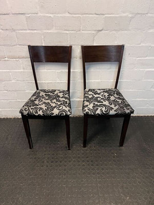 Dark Wooden Classy Dining Chair with Floral Patterned Seat