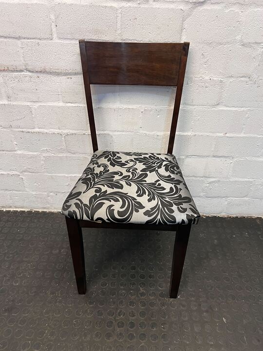 Dark Wooden Classy Dining Chair with Floral Patterned Seat