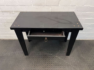 Solid Dark Wooden Bolted Desk with Drawer (Scratched/Chipped) (Width: 100cm)(Height: 77cm)