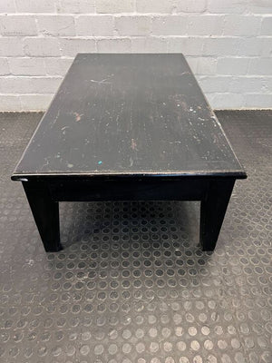 Dark Wooden Cocktail Coffee Table with Two Drawers (Quite Scratched)(Width:  130cm)(Height: 42cm)