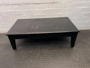 Dark Wooden Cocktail Coffee Table with Two Drawers (Quite Scratched)(Width:  130cm)(Height: 42cm)