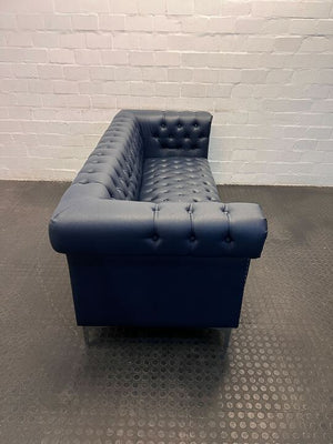 Navy Blue Oxford Studded Three Seater Couch