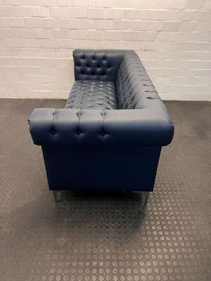 Navy Blue Oxford Studded Three Seater Couch