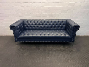 Navy Blue Oxford Studded Three Seater Couch