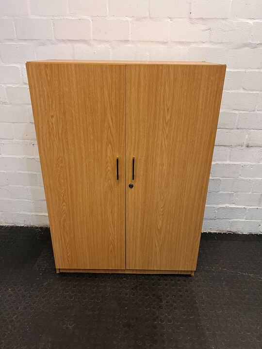 Light Brown Plain Office Three Shelved Filing Cabinet (Width: 90cm)(Height: 129cm)(Minor Hole in Back)