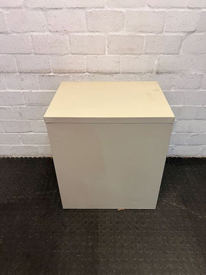 Steel Beige Two Drawer Filing Cabinet with Brown Plastic Handles (Paint Scratched) (Width: 63cm)(Height: 72cm)