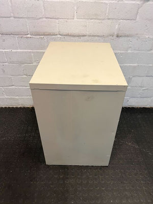 Steel Beige Two Drawer Filing Cabinet with Brown Plastic Handles (Paint Scratched) (Width: 63cm)(Height: 72cm)