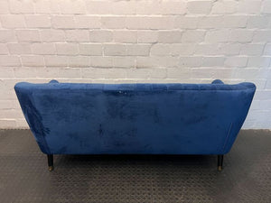 Navy Blue Juno Velvet Three Seater Couch