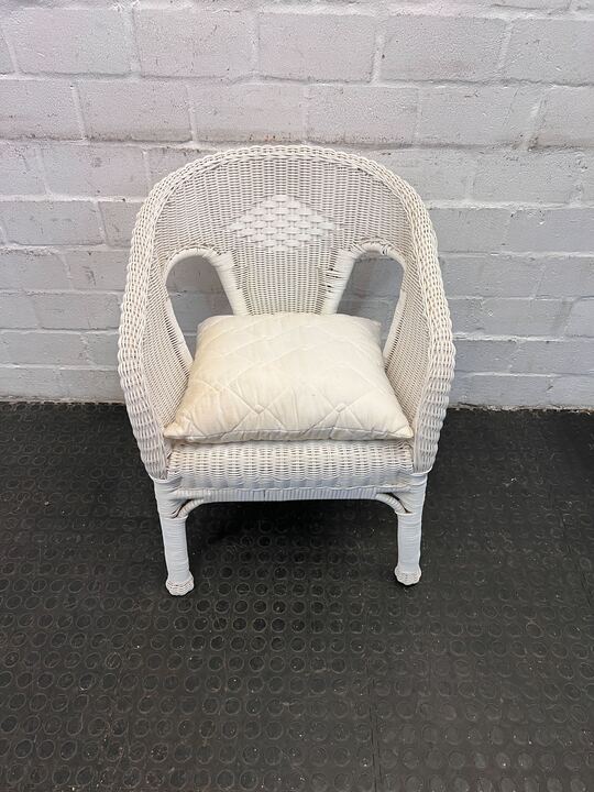 White Cushioned Firmly Woven Chair