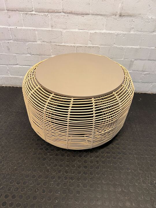 Round Oatmeal Rattan Coffee Table (Width: 80cm)(Height: 49cm)