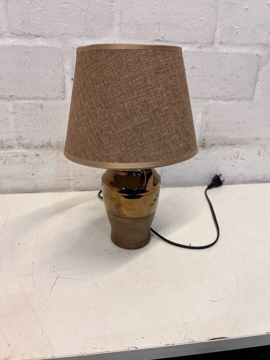 Golden Bronze with Brown Shade Electric Desk Lamp