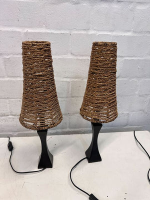 Rope Woven Desk Lamp with Firm Wooden Stand