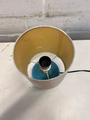 Turquoise Potted Base Cream Shaded Electric Lamp