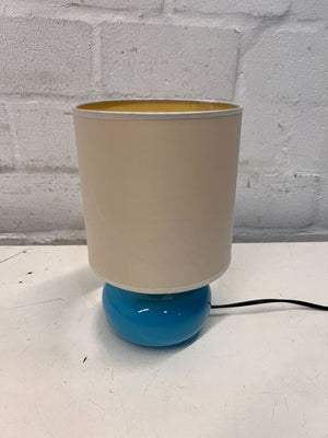 Turquoise Potted Base Cream Shaded Electric Lamp