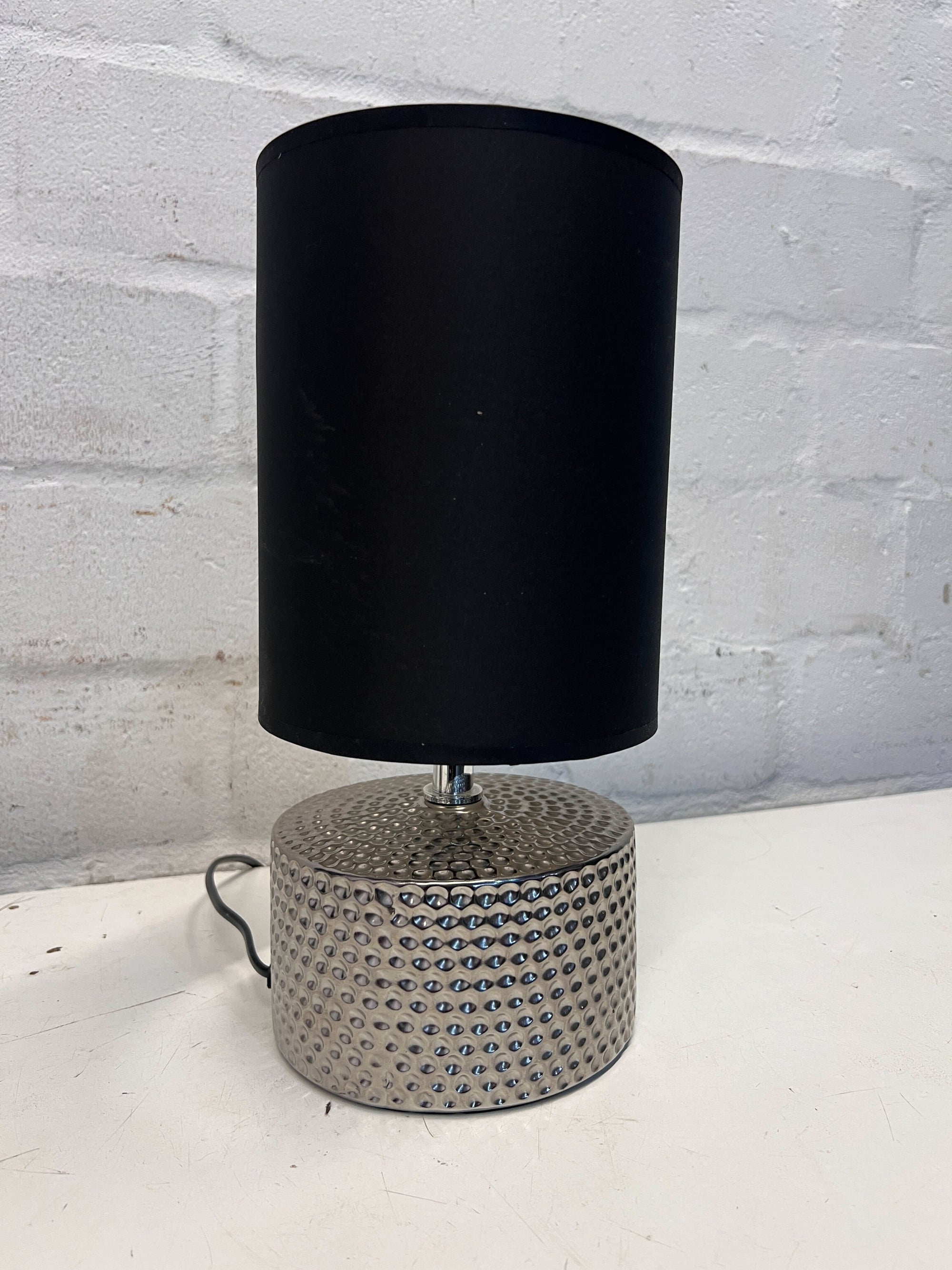 Dark Shaded Desk Lamp with Silver Ceramic Base