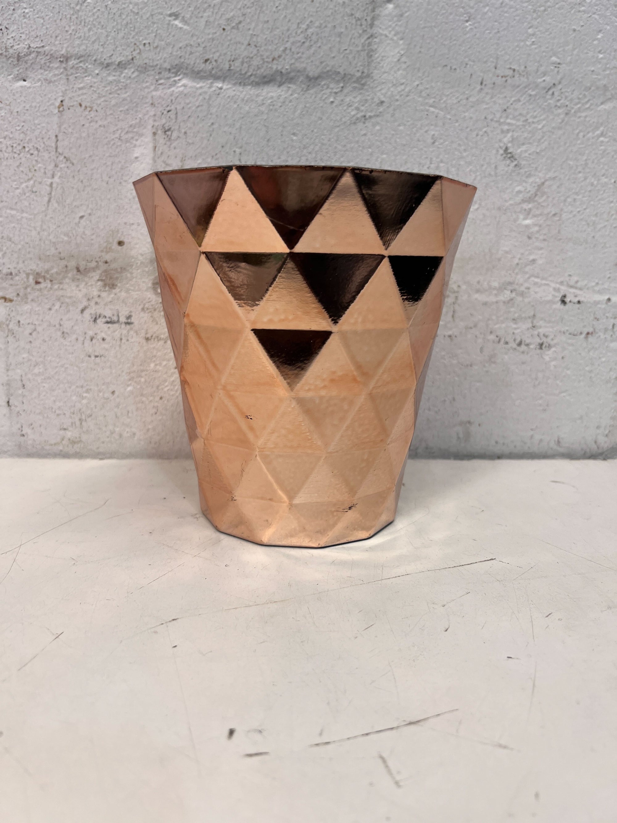 Diamond Patterned Rose Gold Decorative Vase